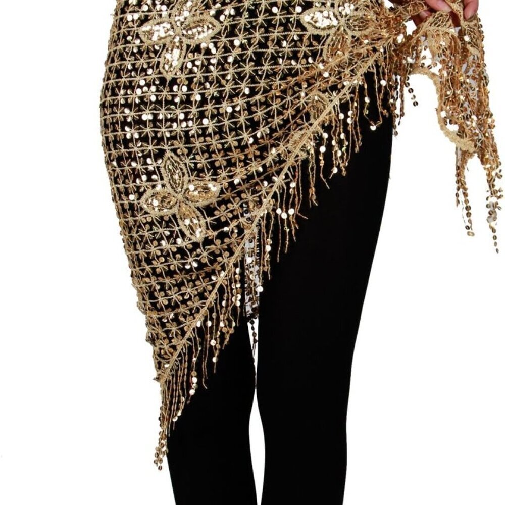 Belly Dance Hip Scarf - Hip Skirt Belly Dancing Belt Triangle Shawl Tassel Belts - Picture 1 of 6
